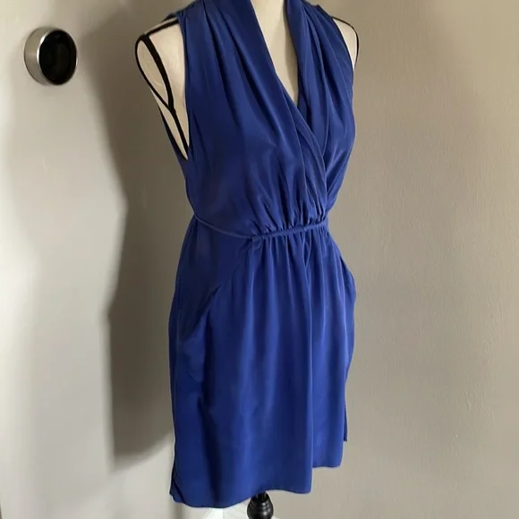 Wildred Aritzia silk 100% dress blue with fringe details - Picture 4 of 11